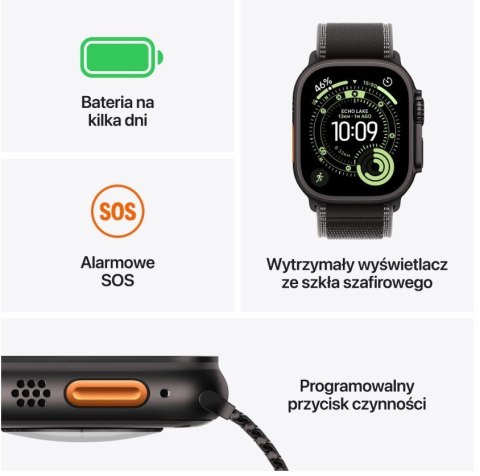 Watch Ultra 3 GPS + Cellular  koperta 49 mm z tytanu w kolorze czarnym  bransoleta mediolańska z tytanu w kolorze czarnym - rozm