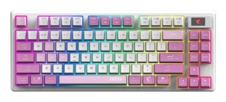 MSI FORGE GK600 TKL WIRELESS VIOLET klawiatura Gaming USB + Bluetooth QWERTY Hiszpański Różowy, Fioletowy, Biały