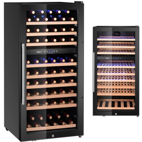 Lodówka chłodziarka do wina 2-strefowa na 91 butelek 230 l 590x595x1215 mm