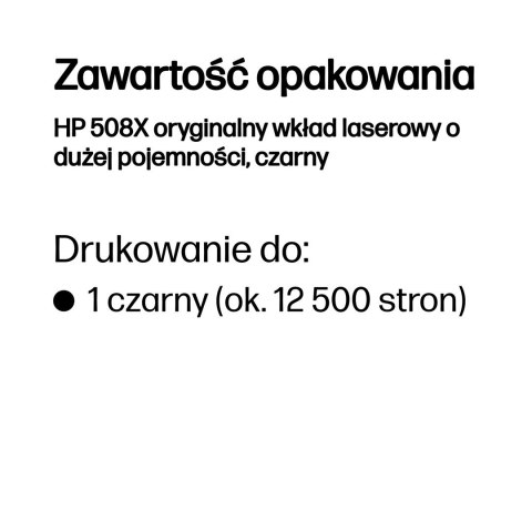 HP 508X oryginalny wkład laserowy o dużej pojemności, czarny