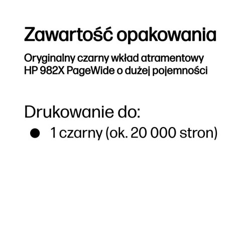 HP Oryginalny czarny wkład atramentowy 982X PageWide o dużej pojemności
