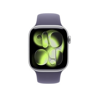 Apple Watch Series 11 GPS 42mm Srebrna aluminiowa koperta z fioletowym paskiem sportowym Fog - M/L