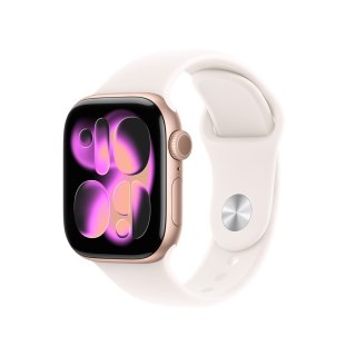 Zegarek Apple Watch Series 11 (2025) GPS 42mm Aluminiowa koperta w kolorze różowego złota ze sportowym paskiem S/M - Jasny rumie