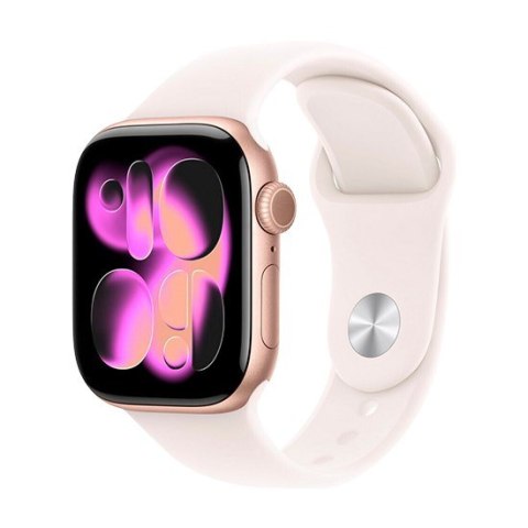 Zegarek Apple Watch Series 11 (2025) GPS 42mm Aluminiowa koperta w kolorze różowego złota ze sportowym paskiem S/M - Jasny rumie