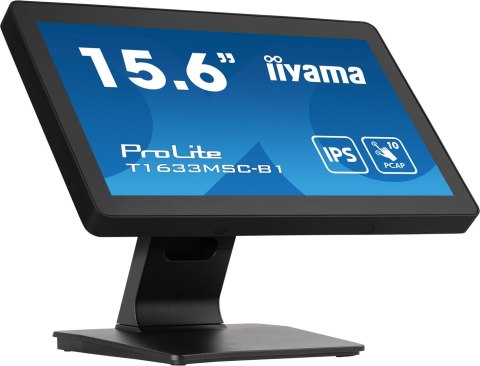 Monitor IIYAMA T1633MSC-B1 15.6inch PCAP Full HD Bezel Free Front 10P Touch 385cd/m2 HDMI DP USB Interface HUB 2x2.0 Speakers