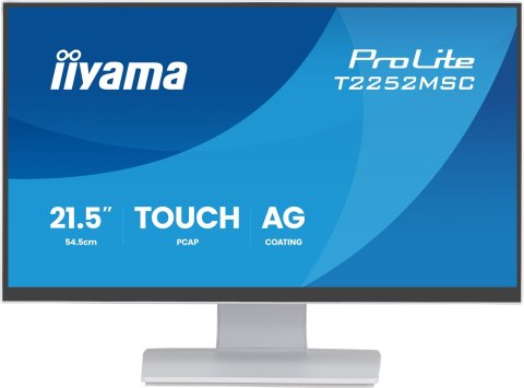 Iiyama ProLite T2252MSC-W2AG monitor komputerowy 54,5 cm (21.4") 1920 x 1080 px Full HD LCD Ekran dotykowy Biały