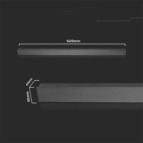 Oprawa ścienna elewacyjna LED linia V-TAC 23W IP65 czarna 140cm VT-1178 3000K 2875lm