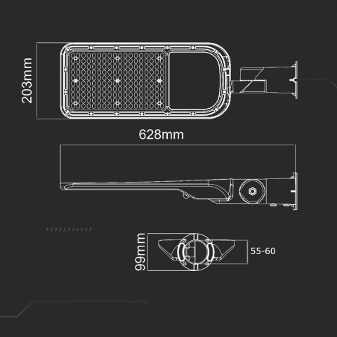 Oprawa uliczna LED V-TAC SAMSUNG CHIP z regulacją i czujnikiem światła 150W 135Lm/W VT-169ST-S 4000K 20250lm 5 lat  