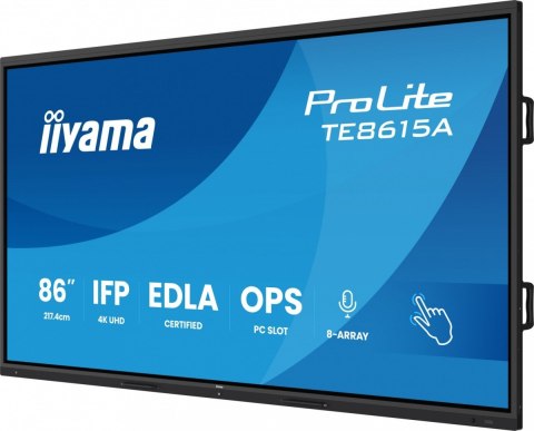 Monitor interaktywny 86 cali TE8615A B2AG IPS 4K 40pkt 550cd DeepContrast IR+  HDMI x2 DP USB C  2 x 20W  OPS Slot x1  5xUSB 