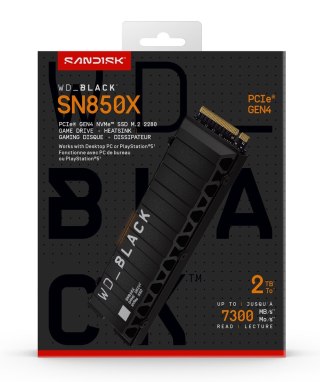 SSD PCIE G4 M.2 2TB W/HEATSINK/BLACK SN850X WDS200T2XHE WDC