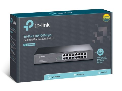 TP-Link TL-SF1016DS przełącznik sieciowy Nie zarządzany Fast Ethernet (10/100) 1U Czarny