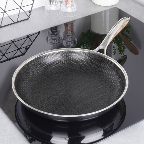 Patelnia Stalowa 24 cm ORION Cookcell Nieprzywierająca do Piekarnika