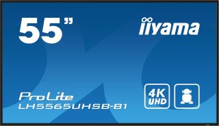Iiyama LH5565UHSB-B1 signage display Kiosk 138,7 cm (54.6") LED Wi-Fi 800 cd/m2 4K Ultra HD Czarny Procesor wbudowany Android 11