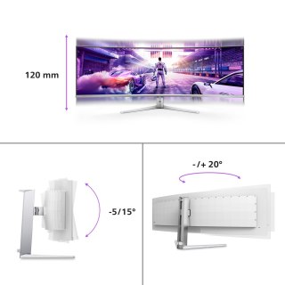 Philips Evnia 8000 49M2C8900L/00 monitor komputerowy 124,2 cm (48.9") 5120 x 1440 px Dual QHD QD-OLED Biały