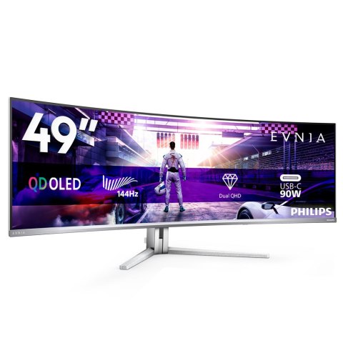 Philips Evnia 8000 49M2C8900L/00 monitor komputerowy 124,2 cm (48.9") 5120 x 1440 px Dual QHD QD-OLED Biały