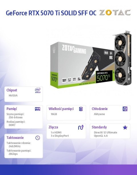 Karta graficzna GeForce RTX 5070 Ti SOLID SFF OC 16GB GDDR7 256bit 3DP/HDMI
