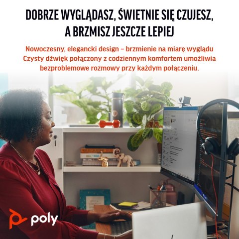 HP Poly Zestaw słuchawkowy stereo Poly Blackwire 3325 USB-C z certyfikatem Microsoft Teams + wtyczka 3,5 mm + przejściówka USB-C