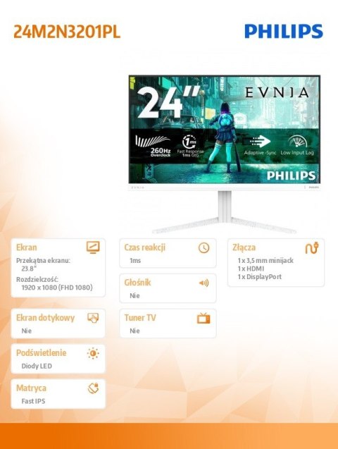 Monitor 23.8 cala 24M2N3201PL Fast IPS 260Hz HDMI DP