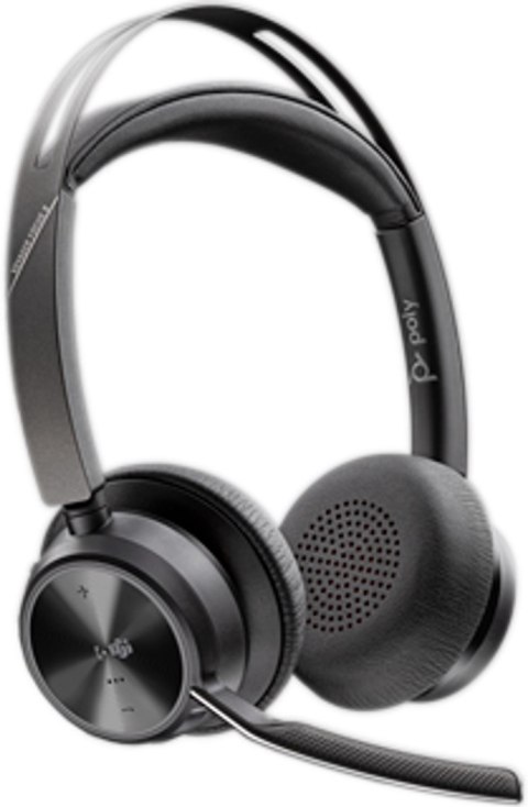 POLY Zestaw słuchawkowy Voyager Focus 2 z certyfikatem Microsoft Teams USB-C-C + przejściówka USB-C/A + podstawka ładująca