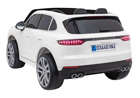 Porsche Cayenne S na akumulator dla dzieci Lakier Biały + Pilot + Wolny START + EVA + Audio LED